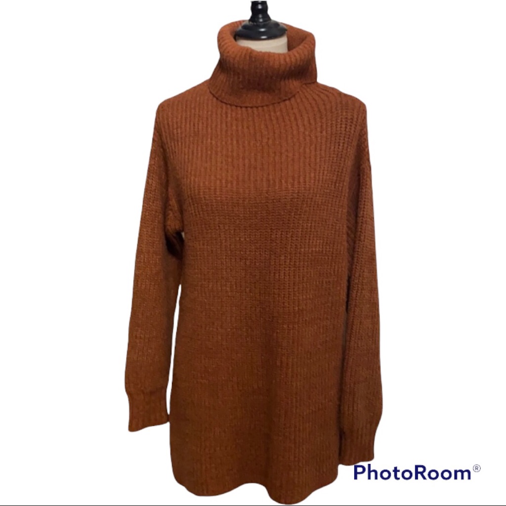 Free People Brown Oversized Turtleneck Sweater